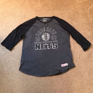 Vintage Style Brooklyn Nets 3/4 Length Tee